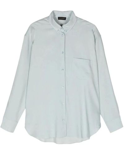 ANDAMANE Oversize button-down hemd in hellblauem denim