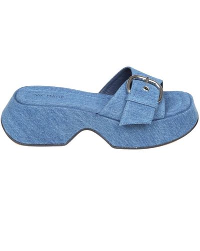 Vic Matié Blaue denim slipper sandalen
