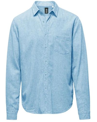 Bomboogie Camicia in lino e cotone - Blu