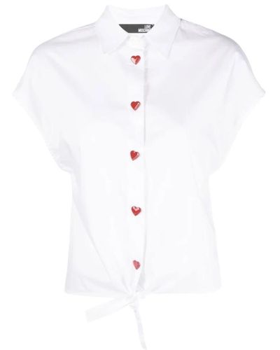 Love Moschino Camicia senza maniche con bottoni a cuore - Bianco