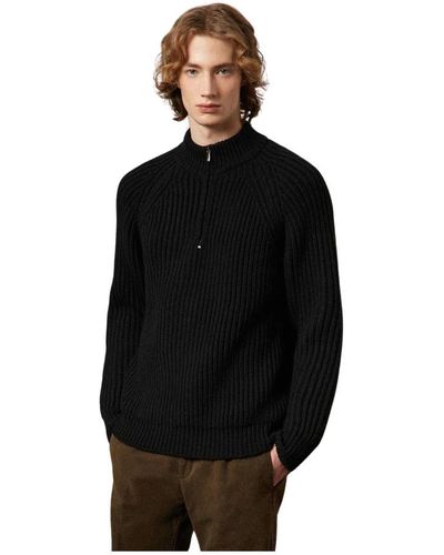Massimo Alba Cable wool half-zip sweater - Nero