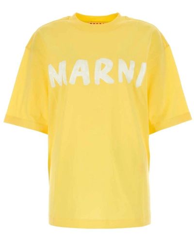 Marni T-shirt e polo gialle stampa logo - Giallo