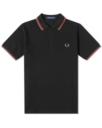 Fred Perry Slim Fit Twin Tipped Polo Shirt - Black