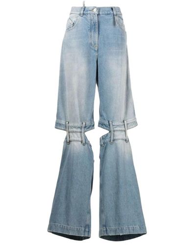 The Attico Jeans ashton lavati in blu con dettagli tagliati