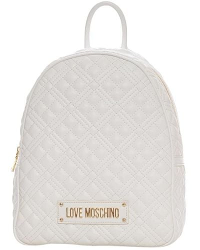 Love Moschino Gepolsterter rucksack mit logodetail,gepolsterter rucksack mit reißverschluss und logo - Weiß