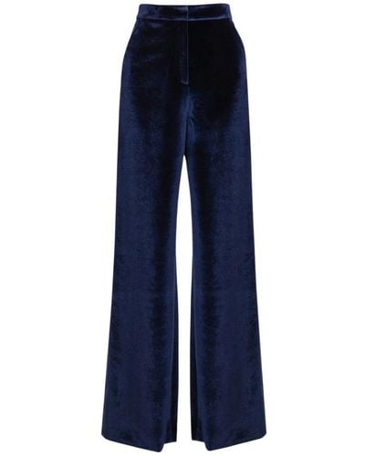 Self-Portrait Pantaloni larghi in velluto blu