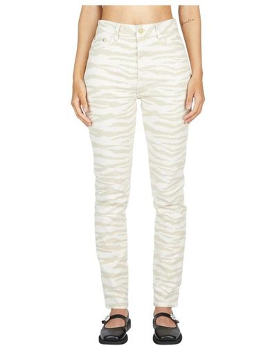 Ganni Jeans in cotone organico con stampa zebra - Neutro
