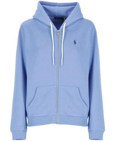 Ralph Lauren Blaue baumwollhoodie mit pony-logo