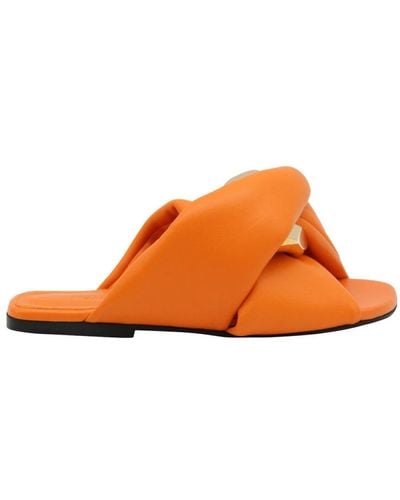JW Anderson Orange Leather Chain Twist Slides
