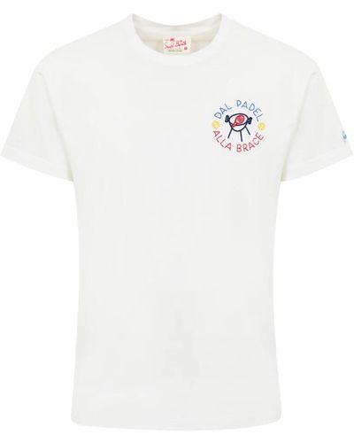 Mc2 Saint Barth Baumwoll-t-shirt rundhalsausschnitt kurzarm stickerei - Weiß