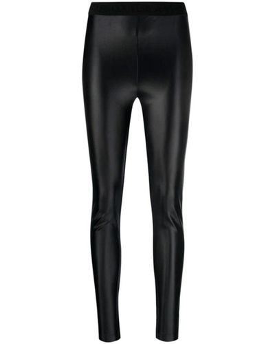 Versace Jeans Couture Leggings brillantes con cinturilla de logo - Negro