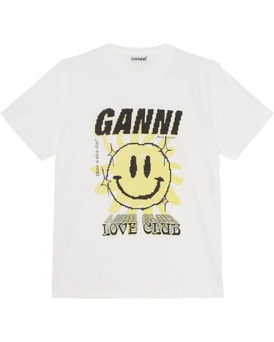 Ganni Smiley grafik-print t-shirt - Weiß