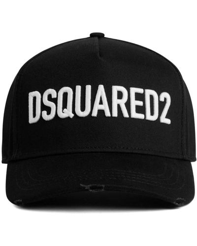 DSquared² Cappellino in cotone con logo ricamato - Nero