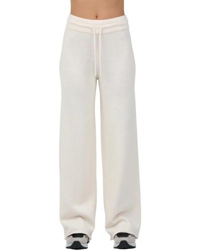 Mc2 Saint Barth Pantaloni in maglia con ricamo laterale - Bianco