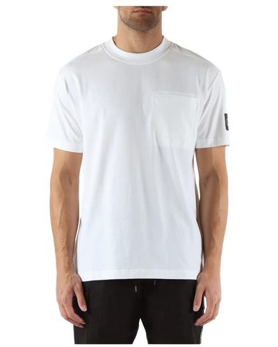 Calvin Klein Baumwoll-t-shirt mit fronttasche - Weiß