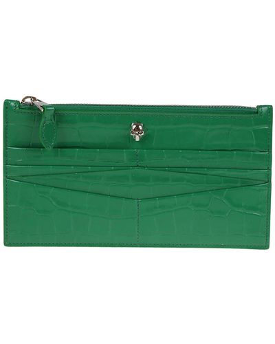 Alexander McQueen Stilvolle grüne reißverschluss-brieftasche für karten und bargeld