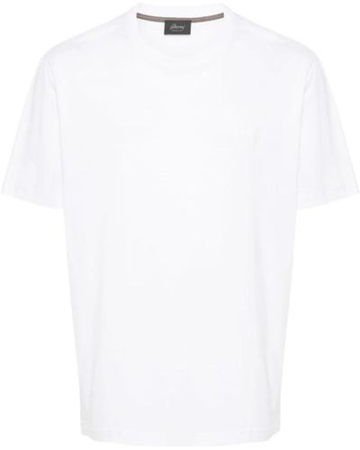 Brioni Besticktes logo weißes baumwoll-t-shirt