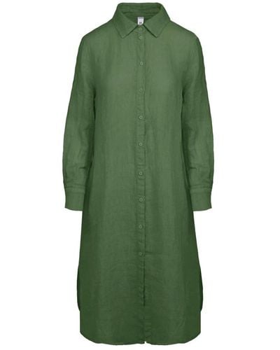 Bomboogie Vestido chemisier de manga larga - Verde