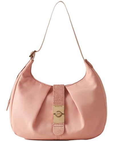 Borbonese Cortina hobo small - fabric leather shoulder bag - Rosa