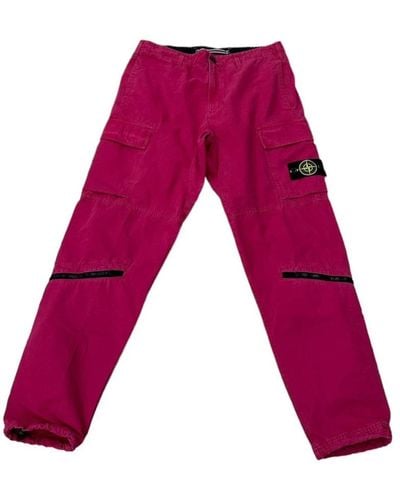 Stone Island Straight Trousers - Red