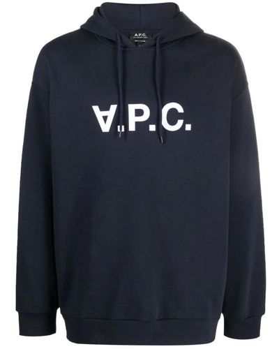 A.P.C. Milo hoodie con stampa logo flock - Blu