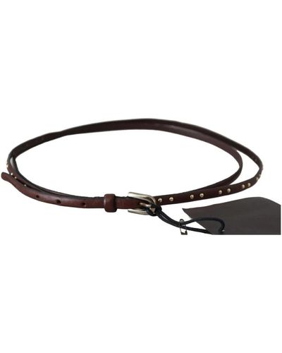 Ermanno Scervino Leather studded slim buckle waist belt - Schwarz