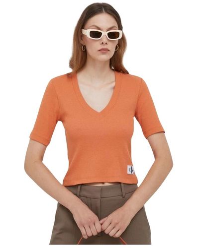 Calvin Klein Knitwear > v-neck knitwear - Orange