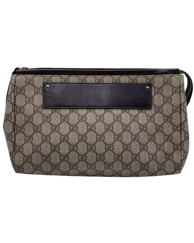 Gucci Pre-evening canvas zip cosmetic toiletry bag clutch pouch - Marrone