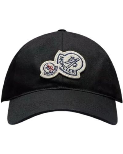 Moncler Schwarze baumwoll-doppel-logo-baseballkappe