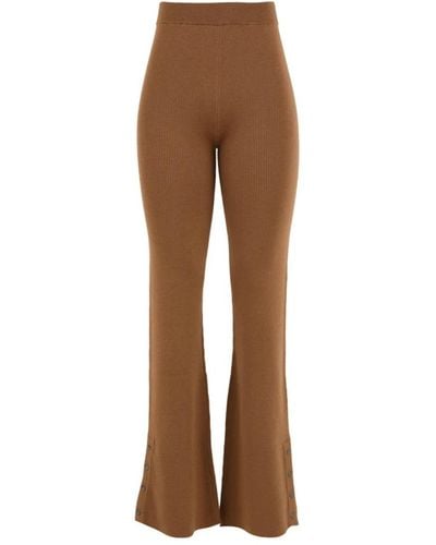 Not Shy Wide Trousers - Brown