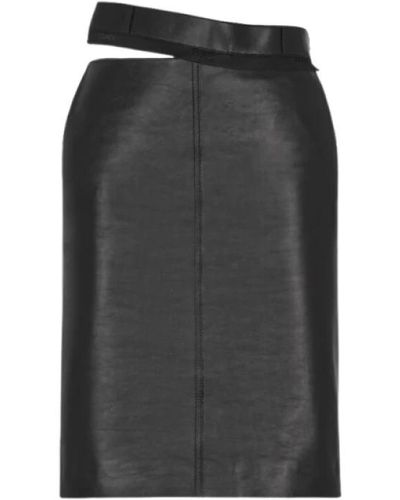 Fendi Falda lápiz de cuero negro con cintura recortada