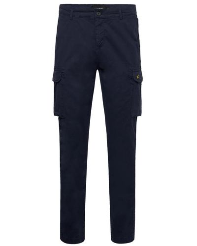 Lyle & Scott Pantaloni cargo main road con polsini corti e tasche - Blu