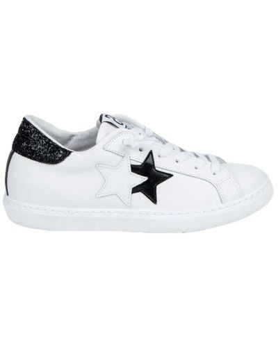 2Star Weiße und schwarze pailletten-sneaker