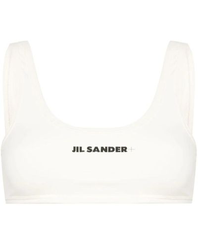 Jil Sander Top de bikini con estampado de logotipo - ropa de mar blanca - Blanco