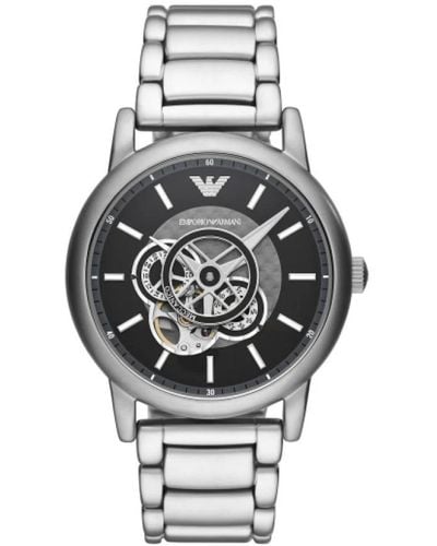 Emporio Armani Automatic Silver Stainless Steel Bracelet Watch - Metallic