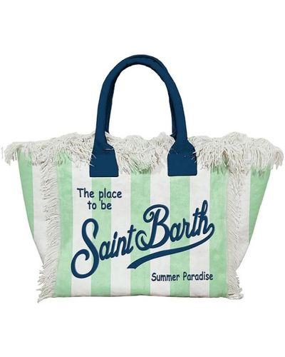 Mc2 Saint Barth Canvas vanity tasche mit fransen - Blau