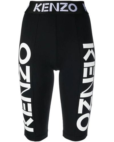 KENZO Logo print legging shorts - Negro