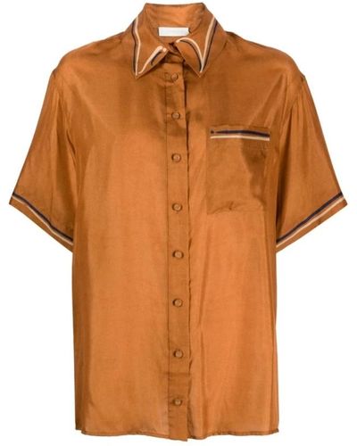 Zimmermann Camisa de seda con estampado gráfico - Naranja