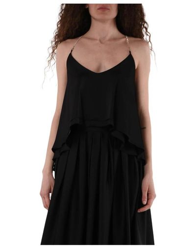 Giulia N Couture Sleeveless Tops - Black