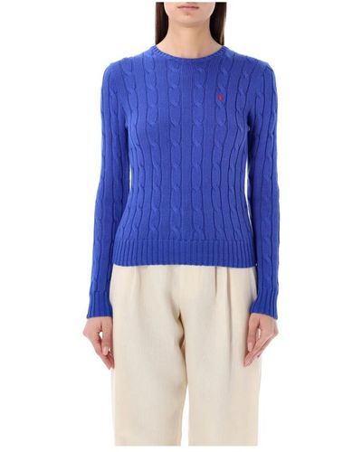 Ralph Lauren Maglione in cotone a maglia con girocollo - Blu