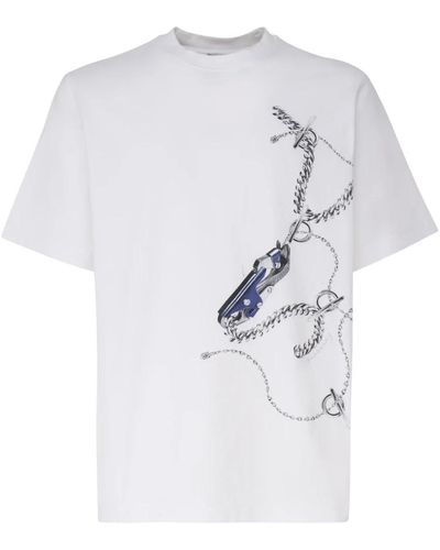 Burberry Weiße baumwoll-t-shirt mit rundhalsausschnitt