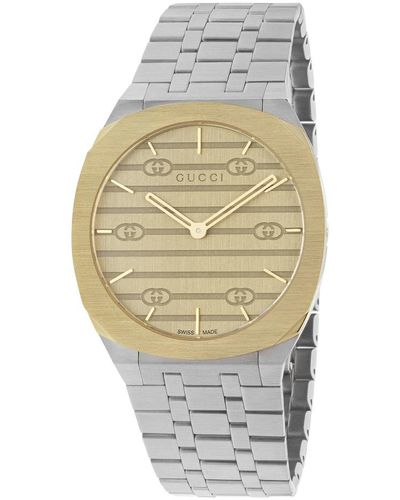 Gucci Ya 163405 -watch 38mm stainless steel and 18k yellow gold plated multi-layered case - Metálico