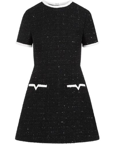 Valentino Schwarzes glanz tweed mini kleid