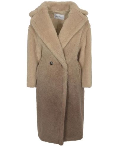 Max Mara Gradient faux-fur wool coat - Braun