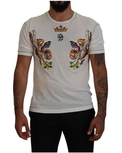 Dolce & Gabbana Weißes bedrucktes t-shirt - Grau