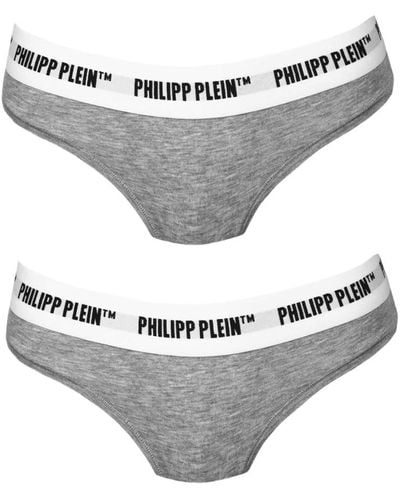 Philipp Plein Slip de algodón para mujer bi-pack - Gris