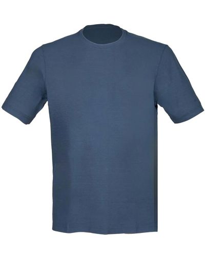 Gran Sasso Denim crepe baumwoll t-shirt mit seitenschlitzen - Blau