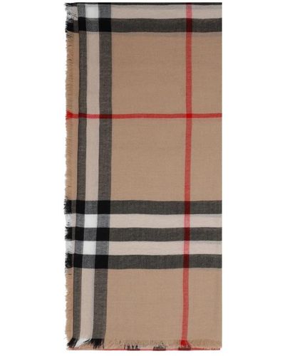 Burberry Neutral checkered wool scarf - Marrón