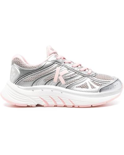 KENZO Zapatillas con paneles grises y rosa claro - Blanco