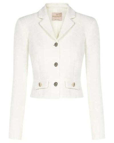 Rinascimento Tweed kurzjacke mit lurex-stiching - Weiß
